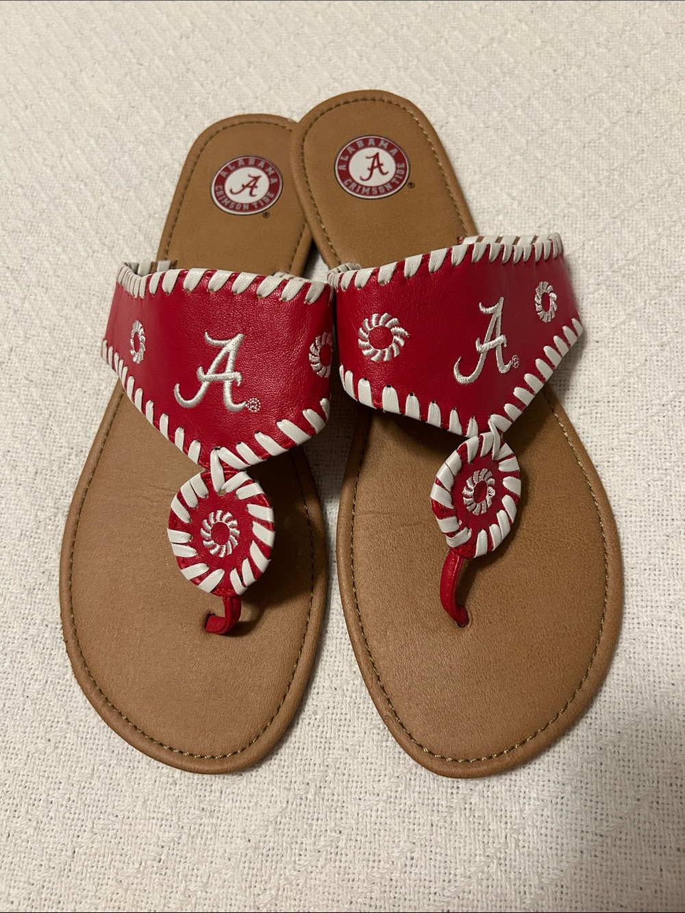 Alabama Crimson Tide Red Leather Whipstitch Sandals